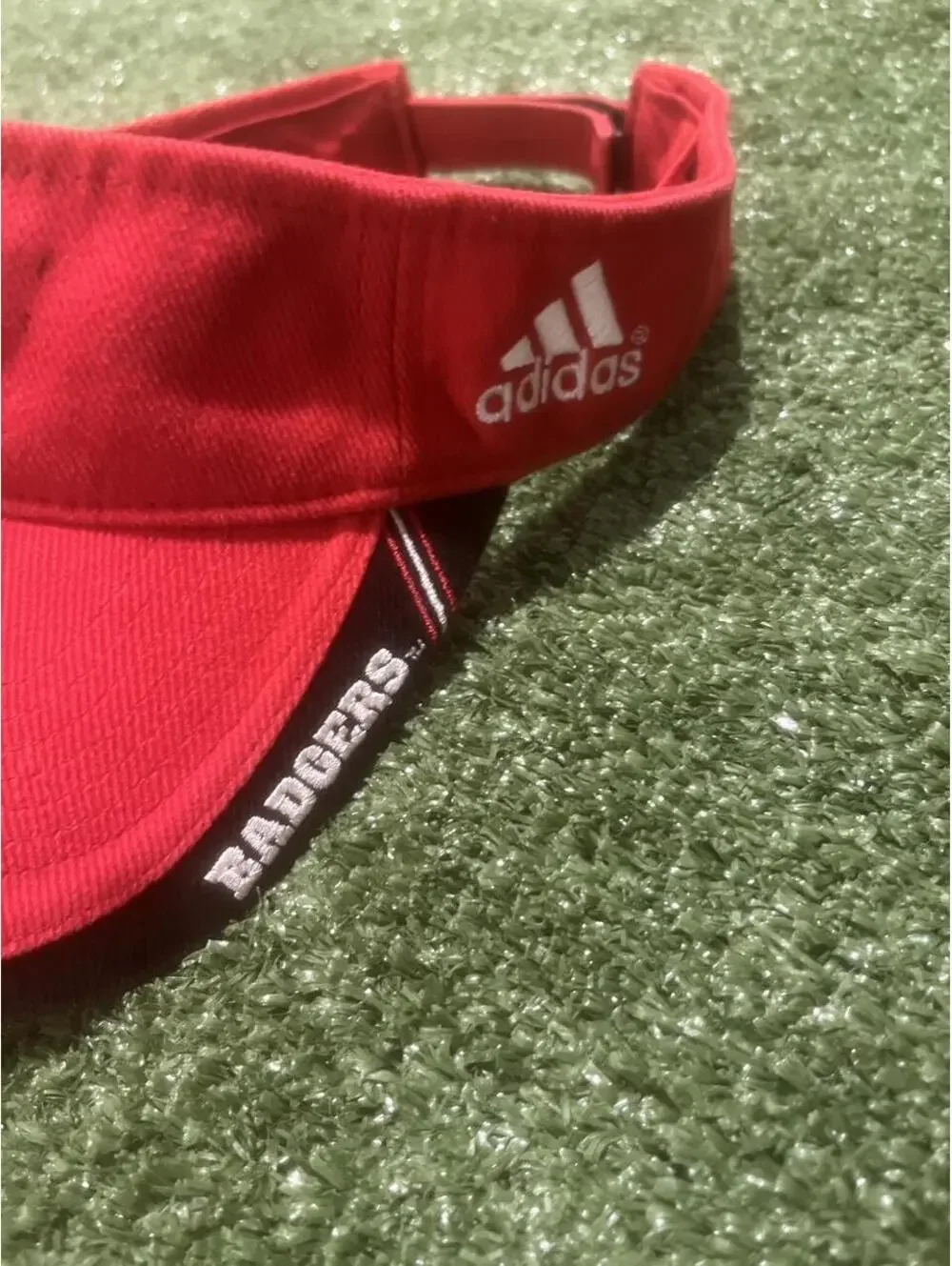 Y2K Adidas Wisconsin Badgers Red Adjustable Visor Hat